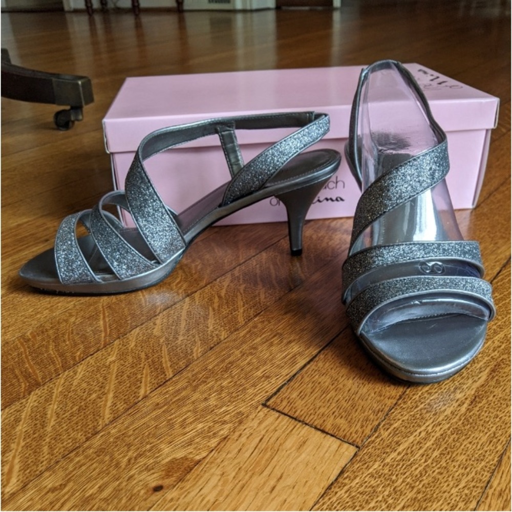 Pewter Nina Heels (dark silver) 8M